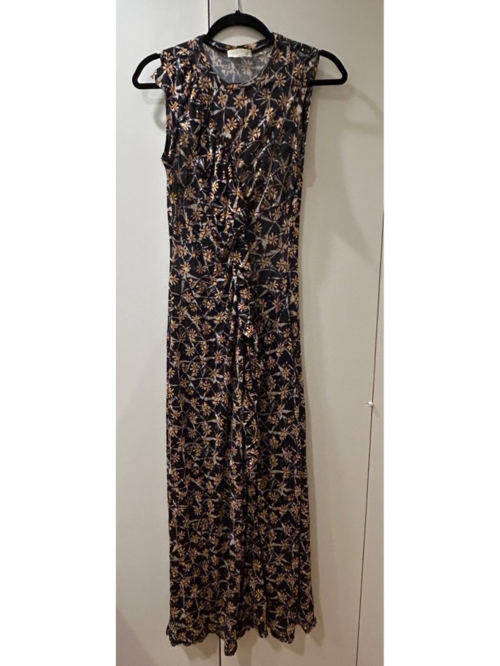 Ulla Johnson Printed Black Maxi Dress size Small